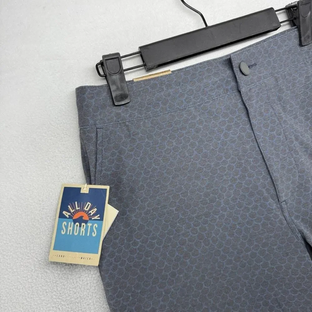 Faherty Shorts Men's 30 Blue All Day Geometric Midnight Fishscale Hybrid NEW